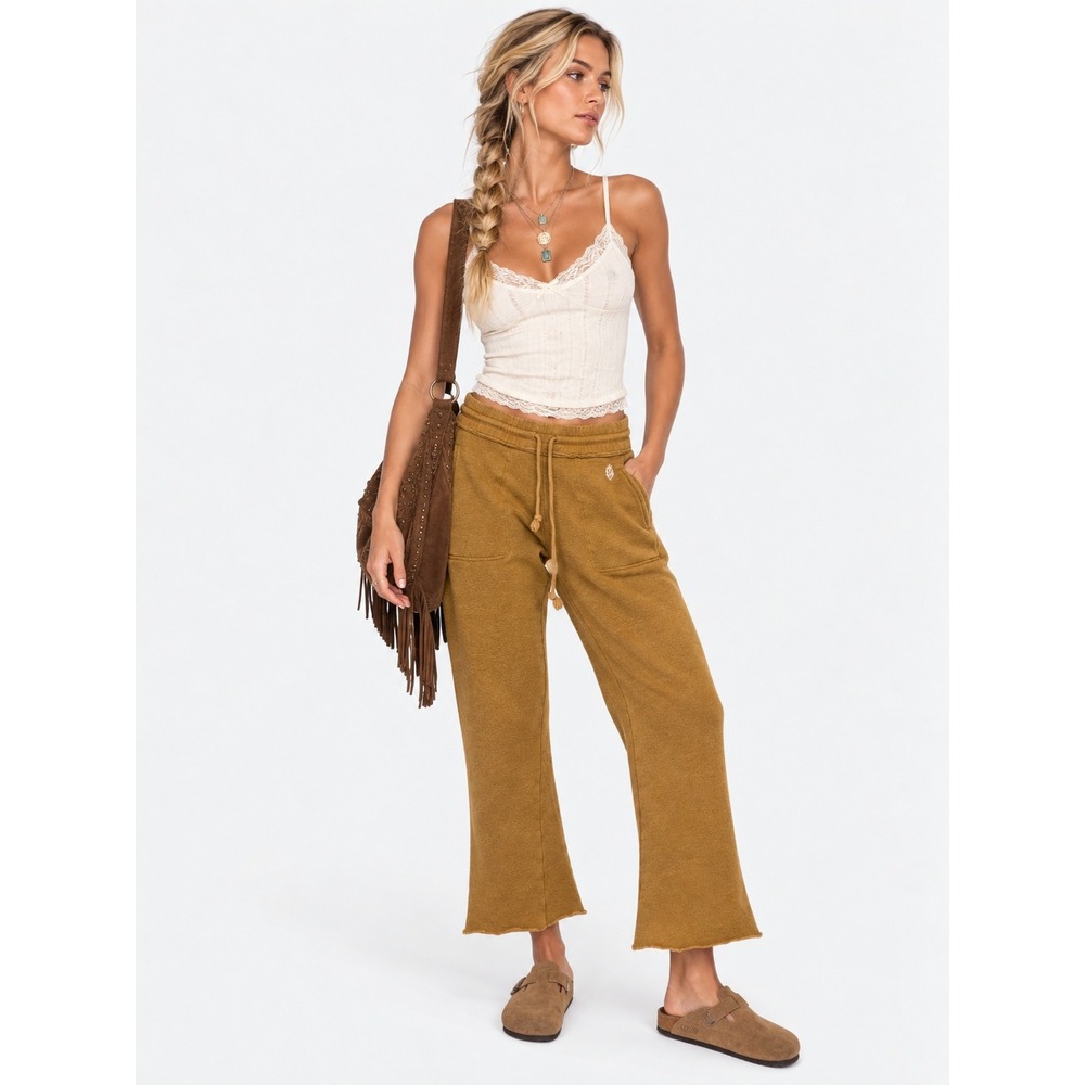 FP Movement Free People Mustard Yellow Flare Crop Sweatpants XS